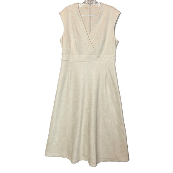 Calvin Klein Dresses & Skirts - Calvin Klein Women Faux Suede Midi Dress 14 Minimalist Quiet Luxury Soft Girl